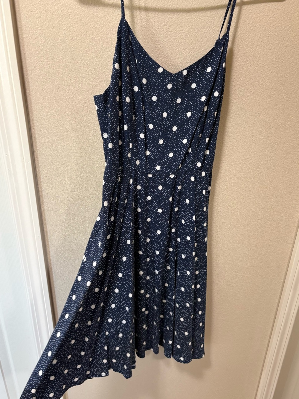 Old Navy Navy and White Polka Dot Spaghetti Strap Mini Dress